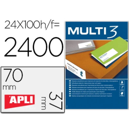 Multi-3 Etiquetas Adhesivas 70x37 mm Inkjet-Láser C-Rectos 24 X 100H Blanco Precio: 6.95000042. SKU: S8413432