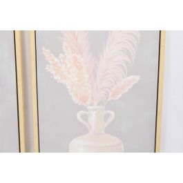DKD Home Decor Cuadro Shabby Chic con Jarrones Gris Beige 70x50x4 cm Decoración Mural Hecho a Mano Lienzo PS Set 2 Unidades