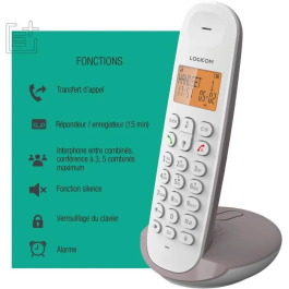 Logicom Teléfono Inalámbrico Fijo DECT ILOA 155T Taupe con Contestador Automático