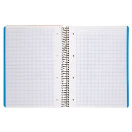 Cuaderno Espiral Liderpapel A4 Micro Wonder Tapa Plastico 120H 90 gr Cuadro 5 mm 5 Banda4 Taladros Color Naranja