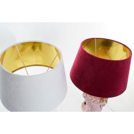 DKD Home Decor Lámpara Sobremesa Romántico Blanco Rosa Palo 30x30x49 cm (2 Unidades) Resina Poliéster