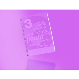 Liderpapel Cuaderno espiral folio pautaguia 80h 75gr cuadro pautado 3mm con margen color violeta