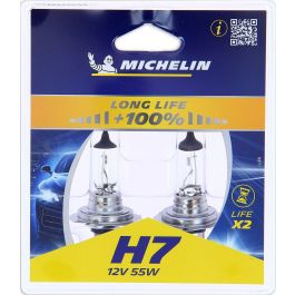 Michelin Bombillas de Faro H7 12V 55W para Coche - Pack de 2 Unidades con Tecnología Life + 50% (50% Más Vida Útil)