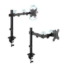 TooQ DB1801TN-B Soporte Mesa Monitor 17-32" Inclinable Giratorio VESA 75/100, 8kg, Negro, Abrazadera/Pasante