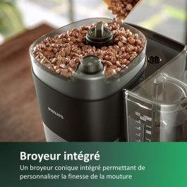 Philips HD7888/01 Cafetera de filtro con molinillo integrado, 1.25 L (10 tazas), Negra/Plata
