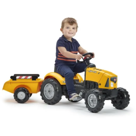 Falk Tractor de pedales SuperBuilder, FAL3016202035129 - capó abatible y remolque - de 2 a 5 años