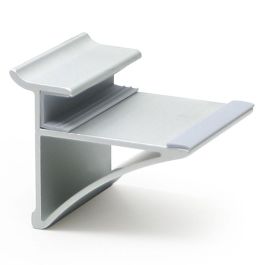Soporte Estante Cristal Sp10 L50 Plata Mate Con Pestaña Superior De Sujeccion. Zobal