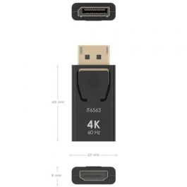 AISENS - CONVERSOR DISPLAYPORT A HDMI 4K@60HZ, DP/M-HDMI/H, NEGRO