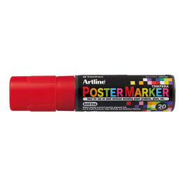 Artline Rotulador Poster Marker EPP-20 Punta Rectangular 20 mm Tinta Opaca para Carteleria Vidrio Metal Plástico Color Rojo