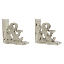 DKD Home Decor Sujetalibros Blanco 12 x 26 x 26 cm Set de 2