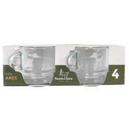LAV Set de 4 Tazas de Café Ares Apilables, 9 cl (5.5 x 5.5 x 8 cm) - Colección Ares (6 Cajas)