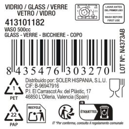 La Mediterranea Vaso Auriss Jara 500 cc de ø 8.5 x 13 cm (16 Unidades)