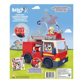 Moose 17610 Camión de Bomberos Bluey con Figuras Bluey, Bingo y Bob Bilby, escalera elevable y manguera, +3 años