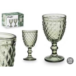 Vivalto Copa Diamante Verde 220 ml, Vidrio, 8x15x8 cm (24 Unidades)