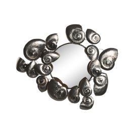 DKD Home Decor Hangfish23 Espejo Mediterraneo Plateado de Metal con Detalles Nautilus 90x80x10 cm