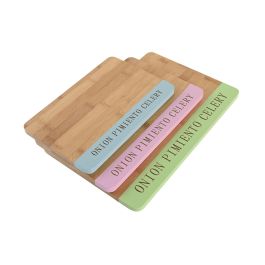 DKD Home Decor Tabla de Cortar Bambú Set de 3 Colores Azul, Verde y Rosa 33.5 x 22.4 x 1.2 cm