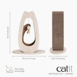 CATIT CAT0022517425114 Rascador para Gatos Pixi Large con Bola de Tela y Pluma, Aspecto Roble Natural CATIT CAT0022517425114 Rascador para Gatos Pixi Large con Bola de Tela y Pluma, Aspecto Roble Natural