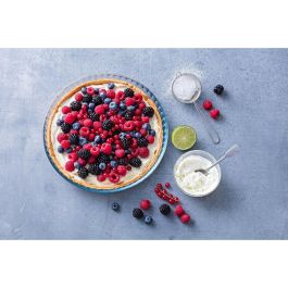 Pyrex Classic Molde Tarta Redondo Vidrio Transparente 30 cm, Resistente Rayones, Horno 300°C, Microondas y Lavavajillas