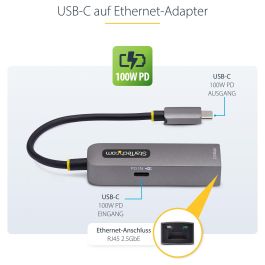 Cable USB Startech 2GPD3-USB-C-ETHERNET Gris