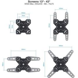 Soporte de Pared Extensible/ Giratorio/ Inclinable TooQ LP1343TN-B para TV de 13-43"/ hasta 20kg Soporte de Pared Extensible/ Giratorio/ Inclinable TooQ LP1343TN-B para TV de 13-43"/ hasta 20kg