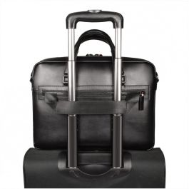 PORT Designs Versailles TL Maletín para portátil de 14" (35.6cm) en Cuero Negro con Asa de Transporte y Puerto USB