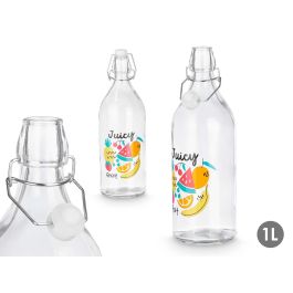 Vivalto Botella Juicy Fruit 1L de Vidrio Transparente 9x28x9 cm, con Tapa de Plástico y Silicona (18 Unidades) Precio: 43.49999973. SKU: B1FM5Q88DZ