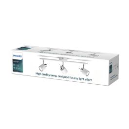 Philips Foco de 3 Luces Meranti con Casquillo GU10 Orientable de Metal Blanco IP20 (Bombilla no incluida) Medidas 8x47.4x15.5cm Philips Foco de 3 Luces Meranti con Casquillo GU10 Orientable de Metal Blanco IP20 (Bombilla no incluida) Medidas 8x47.4x15.5cm