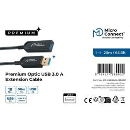 MicroConnect Cable de Extensión USB 3.2 Gen 1 de Fibra Óptica Premium Activo, 20m, 5 Gbit/s