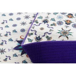 DKD Home Decor Tapete Decorativo Tradicional Azulejos Retro Azul y Blanco Microfibra de Poliéster 50x38x0.5 cm (12 Unidades)