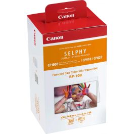 Canon Kit De Casete Con Cinta De Impresión + Papel Para Selphy CP1000, CP1200, CP910 - RP-108 Precio: 31.95000039. SKU: S8403071