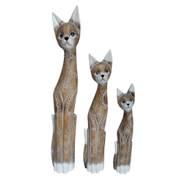 DKD Home Decor Set de 3 Figuras Decorativas Gatos Estilo Boho de Madera Albasia, Natural Blanco, 100 cm Alto, 15 cm Ancho, 7 cm Fondo Precio: 100.49999971. SKU: B1HA5V7Z2A