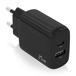 AISENS - CARGADOR 25W, 1xUSB-C PD3.0, 1xUSB-A QC3.0, NEGRO Precio: 5.59000035. SKU: B1JSYR4YQ8