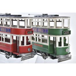 DKD Home Decor Tranvía Decoración Vintage Rojo Verde Metal 28 x 9 x 20 cm (2 Unidades)