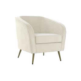 DKD Home Decor Sillón Glam Crema de Poliéster y Metal, Desmontable, Altura Asiento 45 cm, 73 x 70 x 68 cm
