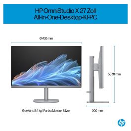 HP All-in-One OmniStudio X 27-cs0077ng - Ordenador de sobremesa de 27 pulgadas, color plata, Windows 11 Home 64 bits