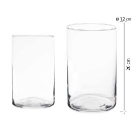 Giftdecor Jarrón cilíndrico de cristal transparente 12 cm diámetro x 20 cm (6 Unidades) Precio: 24.50000014. SKU: B14T54VH7C