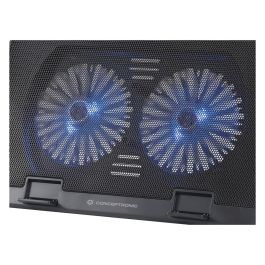 Conceptronic Base Refrigeración para Portátiles hasta 17" con 2 Ventiladores Ultrasilenciosos Ajustable