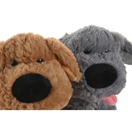 DKD Home Decor Peluche Perro de Poliéster Camel Gris 23 x 23 x 15 cm (6 Unidades)