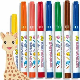 Sophie la Girafe Rotuladores de Fieltro para Bebés - Caja de 8 Super Lavables, Puntas Redondas, Cortas y Seguras, +12 Meses