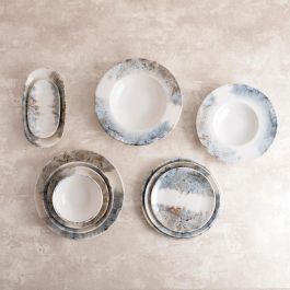 Bidasoa Polaris Hydrozero Bandeja Oval de Porcelana 26x14,5 cm Beige Brillante Apilable Apto Lavavajillas y Microondas