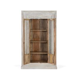 Giner y Colomer Armario 2 Puertas Madera de Mango Natural con Cristal y Baldas