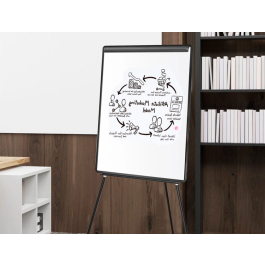 Q-connect Pizarra Blanca con Trípode 70x100 cm para Convenciones, Superficie Laminada, Marco Negro