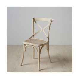 Silla de Comedor 45 x 42 x 87 cm Madera Blanco Ratán Silla de Comedor 45 x 42 x 87 cm Madera Blanco Ratán