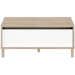 Mesa de centro elevable MORPHOS - L 100 x P 50 x H 43,6 cm - Rectangular - Decoración blanco/roble - PARISOT Mesa de centro elevable MORPHOS - L 100 x P 50 x H 43,6 cm - Rectangular - Decoración blanco/roble - PARISOT