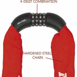 Master Lock 8392EURDPROCOLR Candado de cadena para bicicleta, combinación, 90 cm, rojo