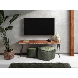 Giftdecor Mueble TV Madera Live Edge Acacia 140x37x52 cm Marrón y Negro