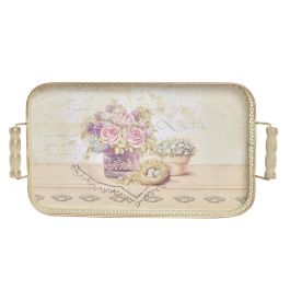 DKD Home Decor Bandeja Shabby Rosa Metal 21 x 8 x 40 cm Set de 3