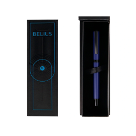 Belius Roller Turbo Aluminio Azul/Negro, Tinta Negra 0.7mm, Diseño Inspirado en Carreras con Caja Magnética