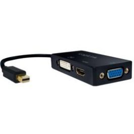LogiLink CV0110 - Adaptador Mini DisplayPort 1.2 a DVI/HDMI/VGA, 4K UHD, Macho/Hembra, Cable 0.15m