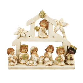 DKD Home Decor Nacimiento Navidad Tradicional Resina Blanco Dorado Alto 18cm Ancho 22cm Largo 5.6cm (2 Unidades) Precio: 46.88999986. SKU: B1BYED6AZ2